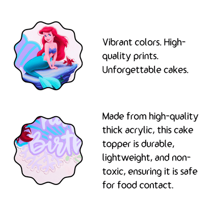 Little Mermaid Happy Birthday Cake Topper
