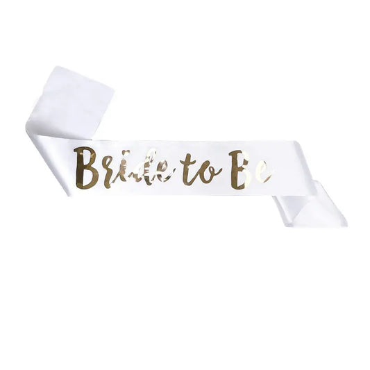 Bride To Be Sash - Gold on White
