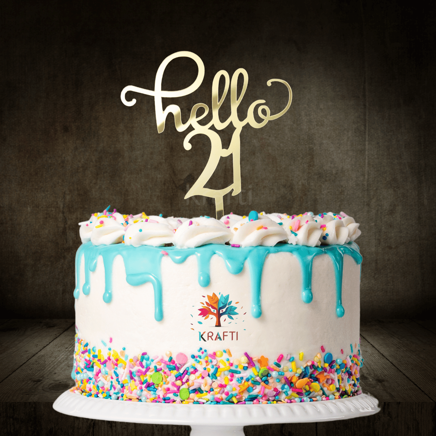 Hello 21 Cake Topper