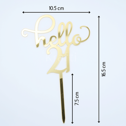 Hello 21 Cake Topper