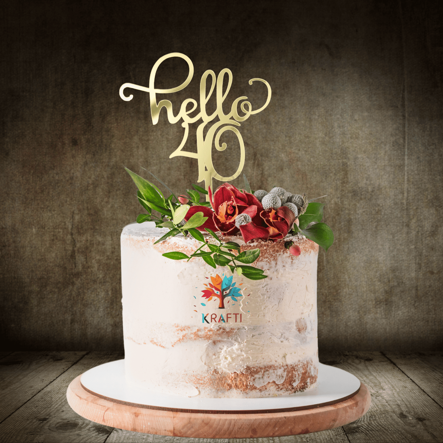 Hello 40 Cake Topper