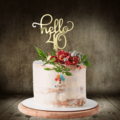 Hello 40 Cake Topper