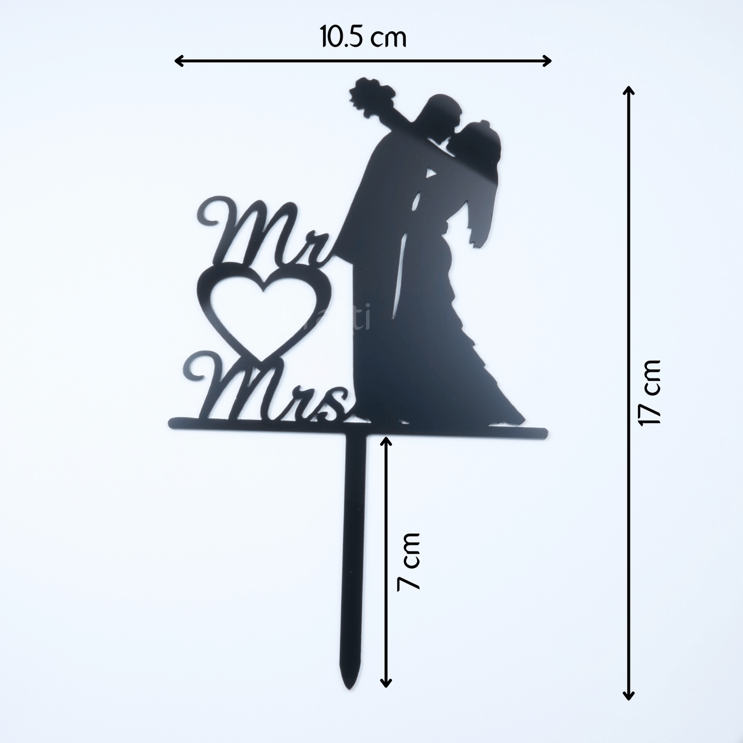 Mr & Mrs Heart & Couple Silhouette Cake Topper