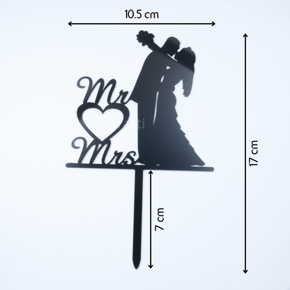 Mr & Mrs Heart & Couple Silhouette Cake Topper