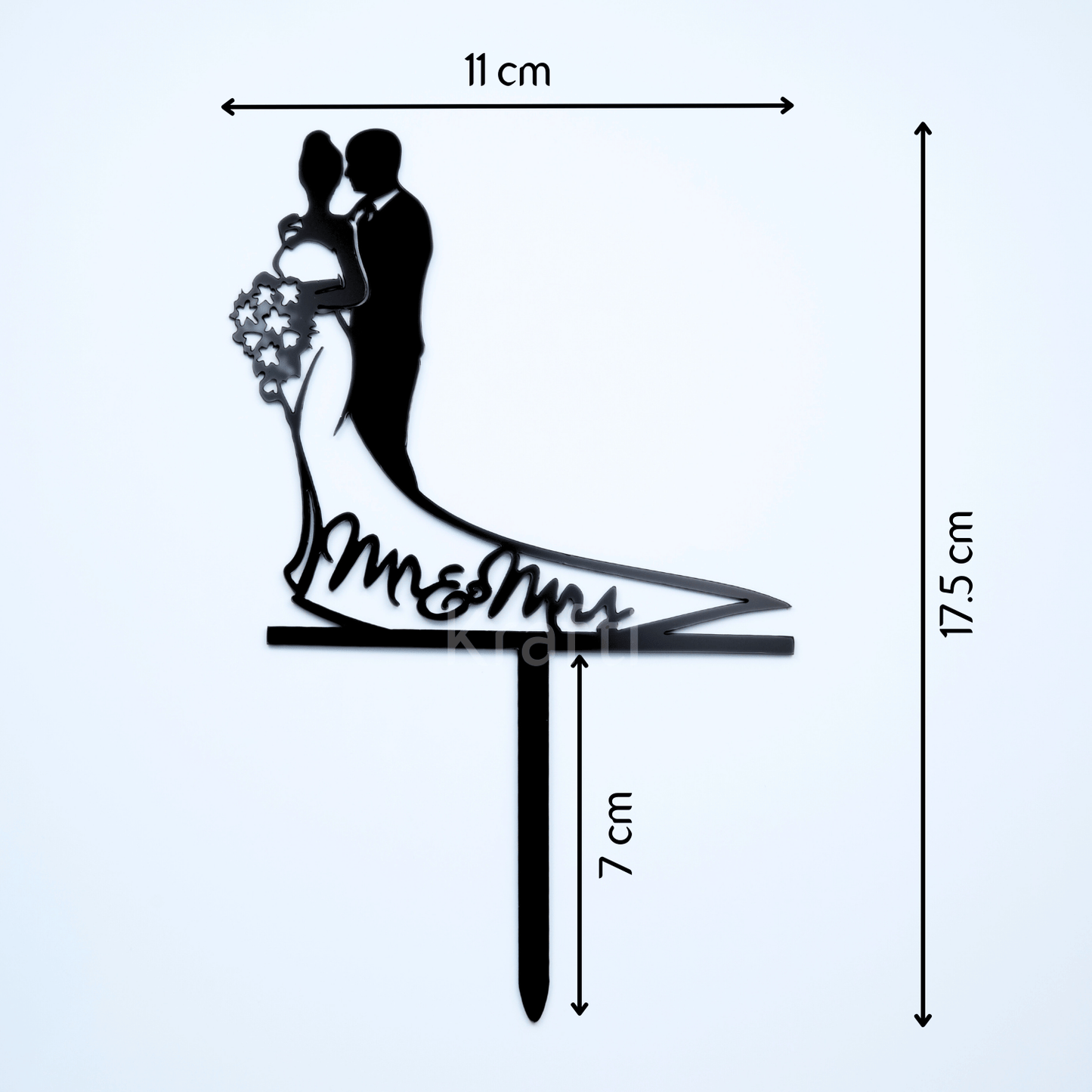 "Mr & Mrs" Couple Silhouette Cake Topper
