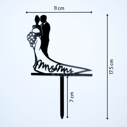 "Mr & Mrs" Couple Silhouette Cake Topper