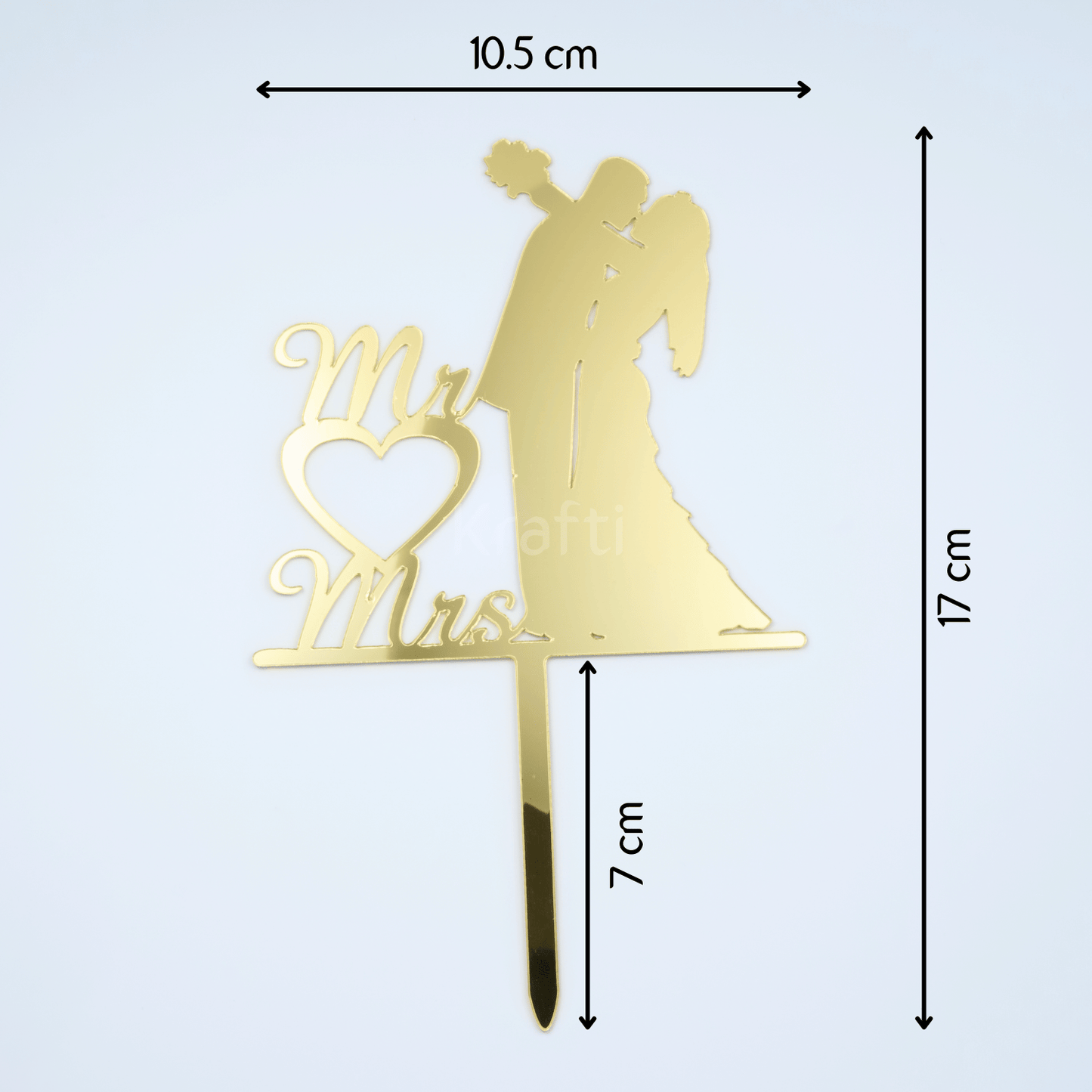 Mr & Mrs Heart & Couple Silhouette Cake Topper