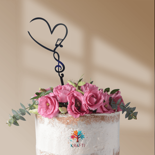 Music Note Heart Cake Topper