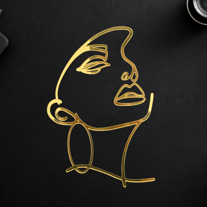 Lady Face Minimalist Lines Cake Charm 4 - Gold