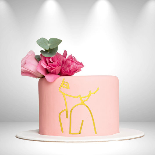 Lady Face Minimalist Lines Cake Charm 6 - Gold