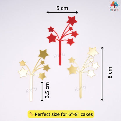 Fireworks acrylic cake toppers size guide from Happy New Year cake topper set, red and gold party cake decorations Australia