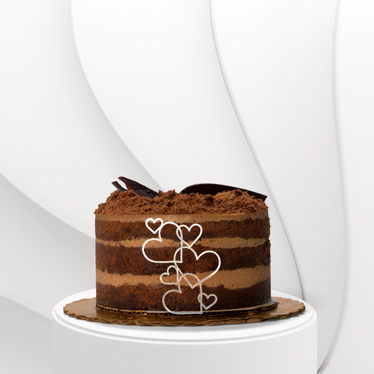 Acrylic Hearts Cake Charm - Silver